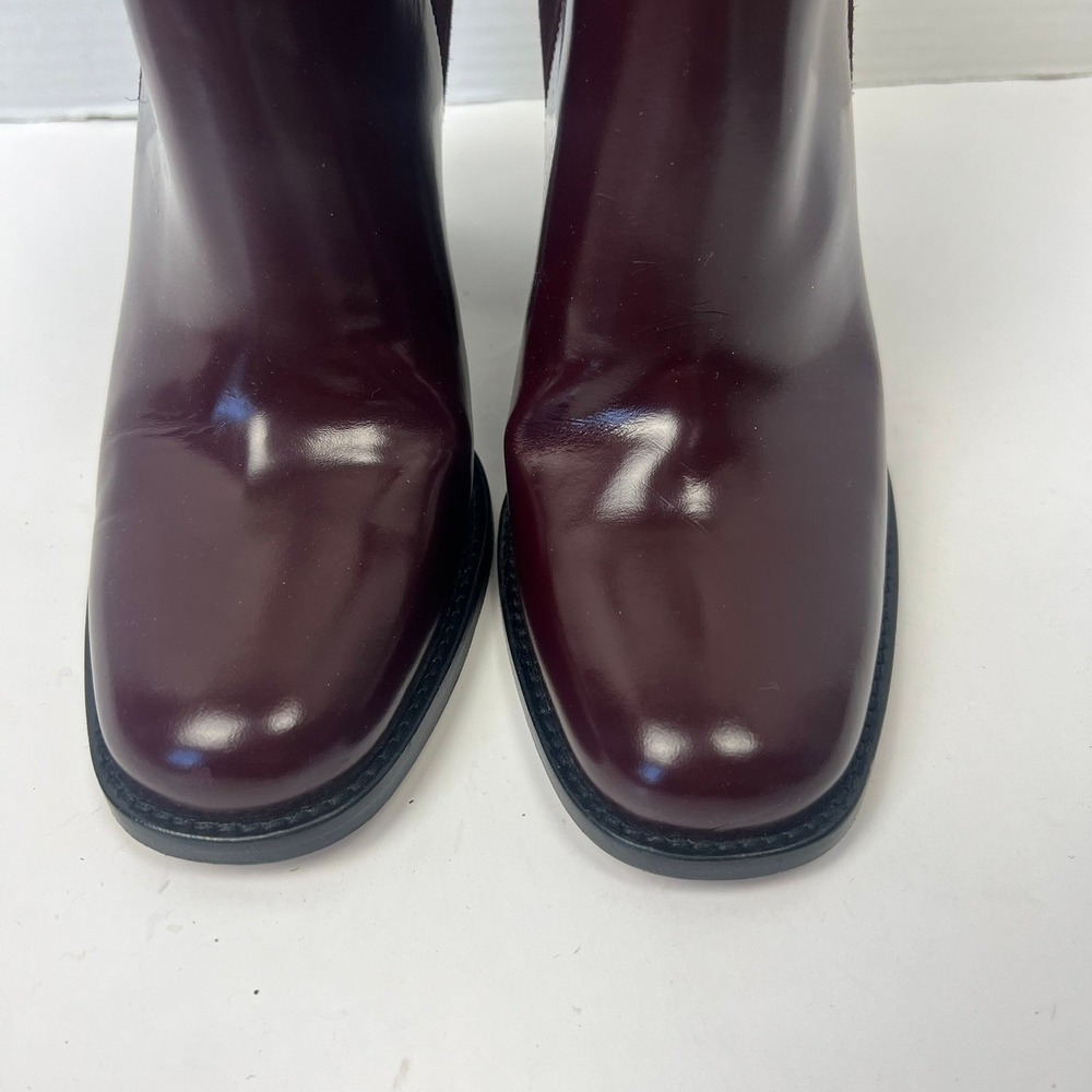 WANT Les ESSENTIELS Burgundy Suede Leather Block Heel Ankle Boots Size 38 US 7.5 - Picture 4 of 12